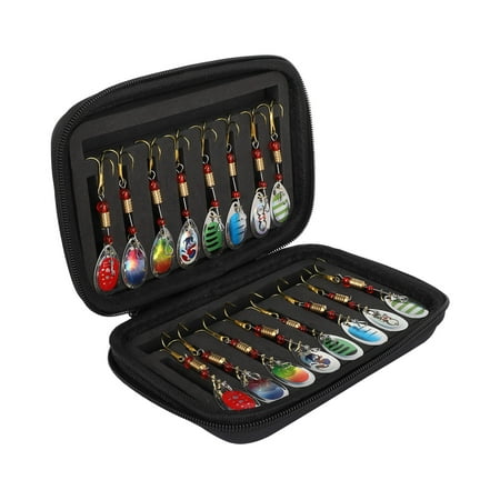 Reayehane Lures Baits & attractants 16Pcs/Box Fishing Spoon Fishing Tackle Bass Trout Hard Metal Kit16 (Black )