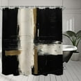 thumbnail image 6 of Oil Painting Shower Curtain for Bathroom, Black White Brown Rectangle Boho Shower Curtain Set, Brush Strokes Fabric Modern Waterproof Bathroom Decor with 12 Hooks 72x72in C, 6 of 6