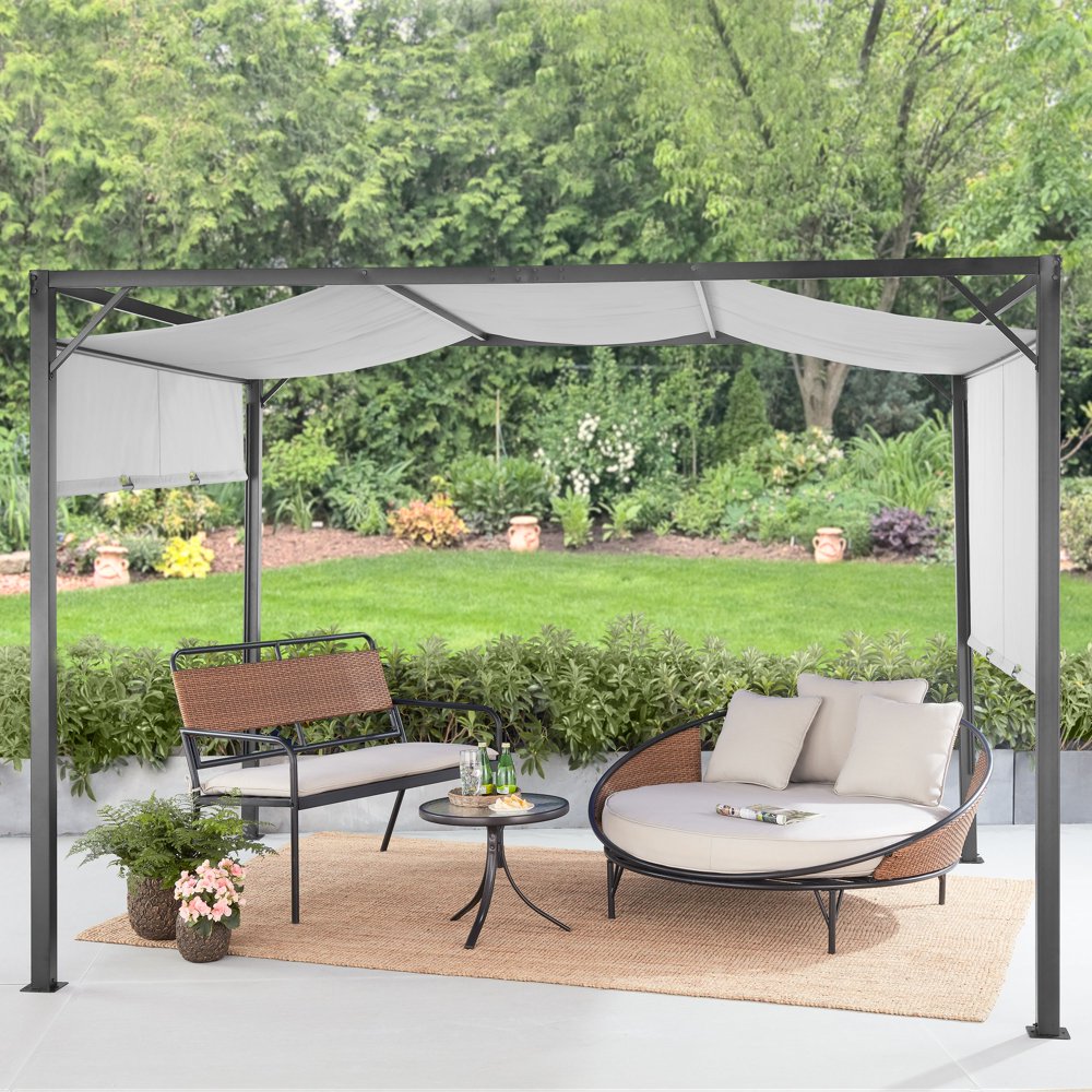 Mainstays Hampstead 10' x 8' Pergola with Adjustable Canopy Top ...