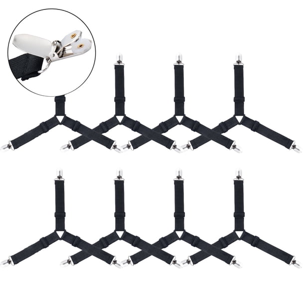 Clip para sábana ajustable, tecnología Sheet Safe Grip con hebilla ajustable personalizable, clips para sábanas ajustables entrecruzados para colchones Twin Queen King, tirantes con bandas elásticas