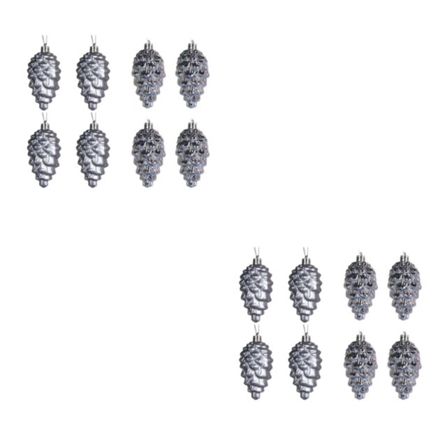Destyer 8pack/lot Pine Cone Decorations Festive Pine Cone Pendant To Add Joy To Tree Dark Grey 2Set