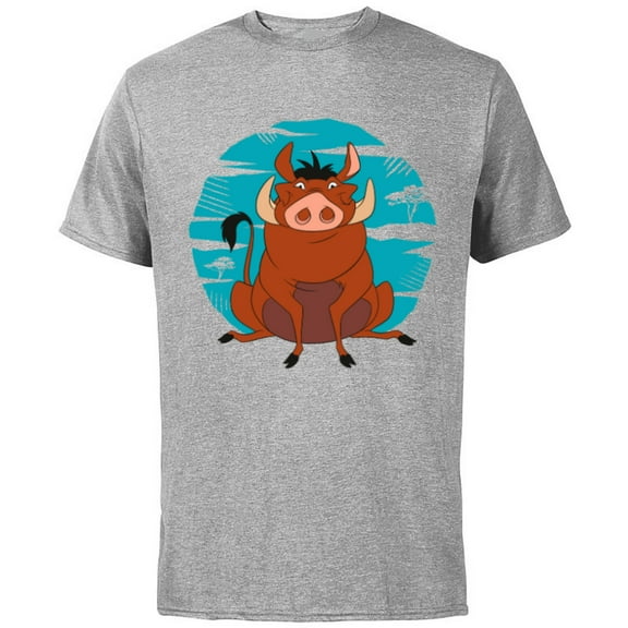 Disney The Lion King Happy Pumbaa - Short Sleeve Cotton T-Shirt for Adults -Customized-Athletic Heather