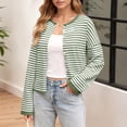 thumbnail image 4 of Oversized Striped Knit Cardigan Womens Lightweight Button Front Sweater Coat Fashionable Layered Fall Outerwear, 4 of 9