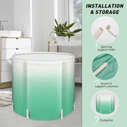 Portable Foldable Bathtub for Adults - Collapsible Travel Tub for Camping, Home & Spa - Space Saving, Durable PVC (Green Gradient)