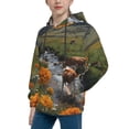 thumbnail image 2 of Daiia Mountain Cows Flower Stream for Boys Fashion Hoodies & Sweatshirts with Kangaroo Pocket,Hooded Sweatshirt for Kid, Breathable& Moisture Wicking-X-Large, 2 of 6