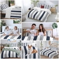 thumbnail image 5 of 3 Piece Navy Blue Gray Striped Duvet Cover Set Twin Size, Microfiber Comforter/Quilt Cover with Corner Ties and 2 Pillowcases, Farmhouse Stripe Art All Season Soft Bedding with Zipper Closure, 5 of 8