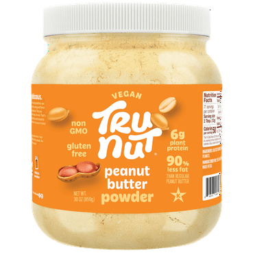 Tru-Nut Peanut Butter Powder - 6g of Protein, 90% Less Fat, Ideal for Smoothies and Protein Shakes, Versatile and Easy to Use, Low Carb, Gluten Free
