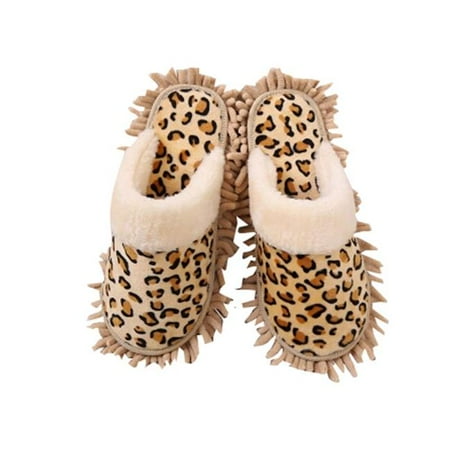 

Panda Superstore PS-HEA15342831-LILY01073 Leopard Lazy Wipe Slippers Floor Slippery Soles Removable Shoe Cleaning Slippers