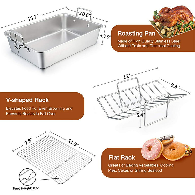 Cooks Standard 14 X 12 Stainless Steel Roaster-Baking Pan with Rack,  Rectangular - Macy's