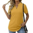 thumbnail image 3 of Patlollav Womens Plus Size Women Loose Short Sleeve V-Neck Solid Casual Blouse T-Shirt Tunic Tops, 3 of 6