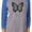 blue/gray, variant on Girls Summer Butterfly Graphic Baseball Jersey: 3/4 Sleeve Fashion Shirt with Trendy Design Small black/gray