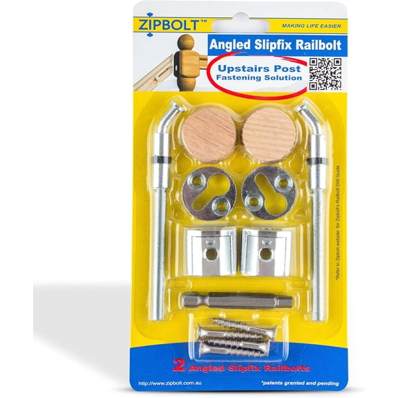 13.960 Angled Slipfix Railbolt — Angled Handrail to Newel Post Connector for Upper Connection, Easy Residential and Commercial Installation, New Construction and Remodels