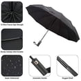 thumbnail image 4 of WWS-Miserwe Umbrella 12 Ribs Windproof with Auto Open Close Button Teflon Coating Golf Umbrella Lengthened Handle Travel Umbrella with Free Upscale Leather Umbrella Cover, 4 of 4