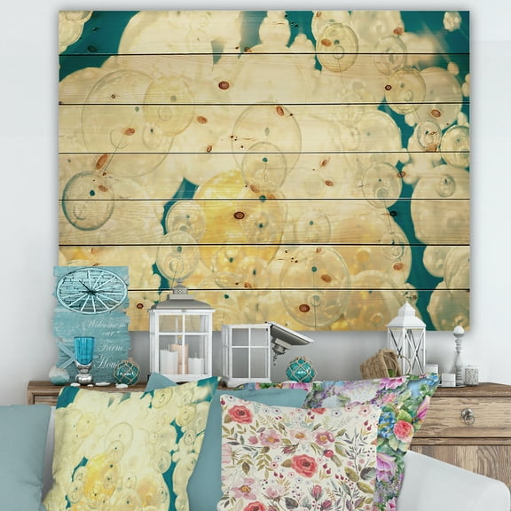 Designart 'Chandelier In The Form of Balls Abstract Art II' Modern Print on Natural Pine Wood