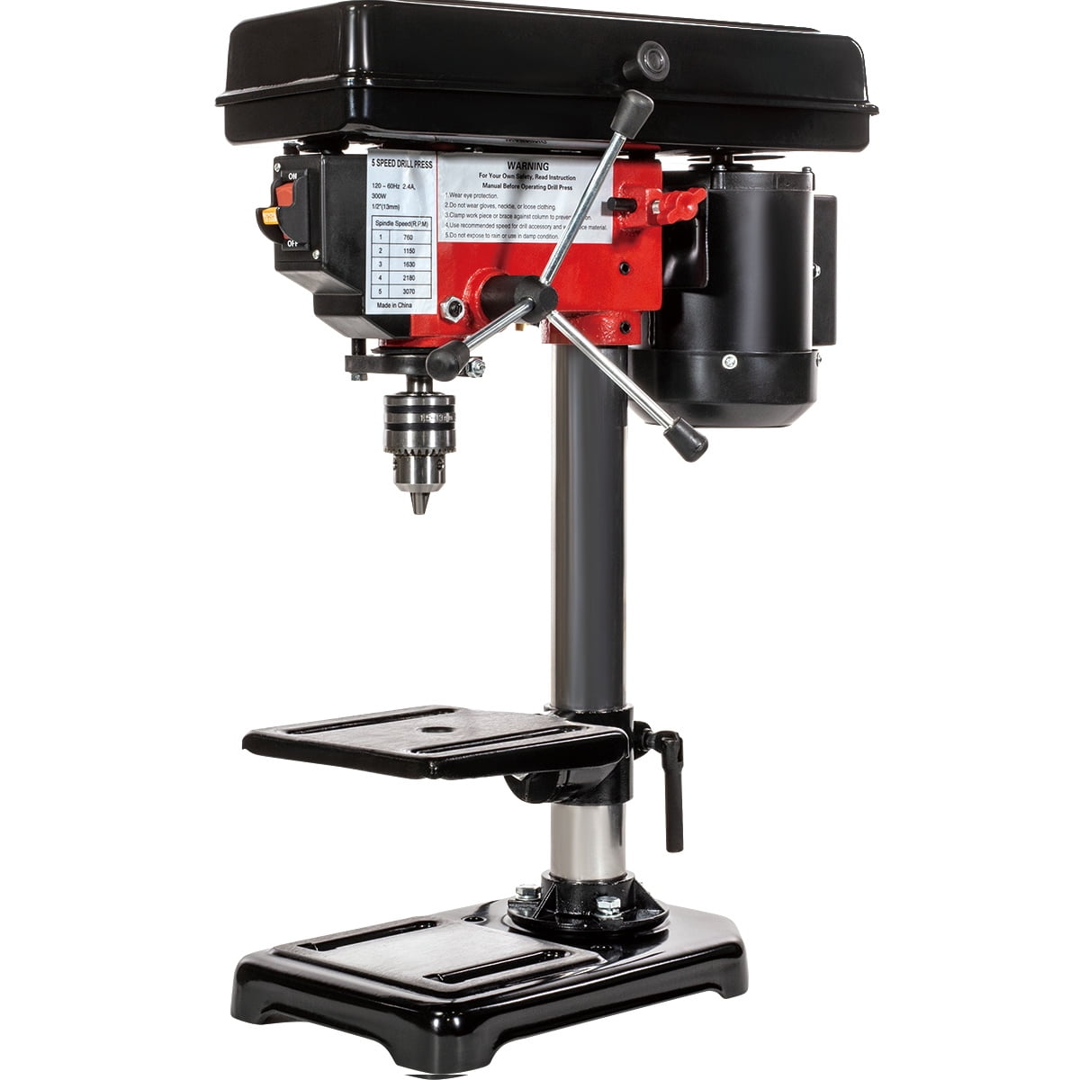 5 Speed Bench Pillar Drill Press for Wood or Metal Hobby Portable Pedestal Drill 