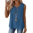 thumbnail image 4 of Linen Tank Tops For Women，Sleeveless Linen Tops For Women Linen Shirts For Women Linen Sleeveless Top Womens Sleeveless Tops Summer Linen Tops For Women Cotton Summer Tops Linen Crop Top Blue 2XL, 4 of 5