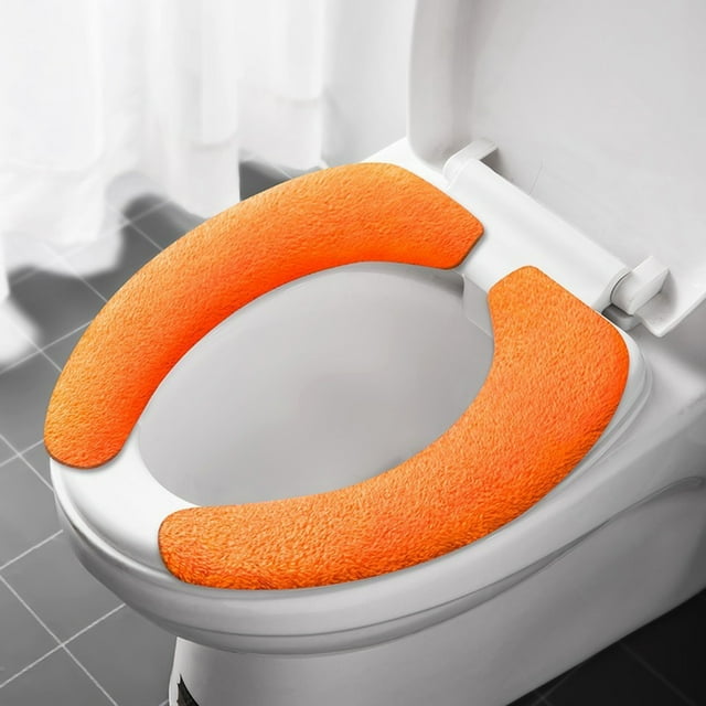 Toilet Mat Soft Warmer Seat Cover Pad for Bathroom Thick Cushioned Lid Cover Stretchable Washable Fiber Cloth Easy Installation Comfortable Toilet Seat Accessory