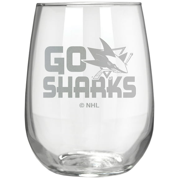 San Jose Sharks Etched 17oz. Rally Cry Stemless Wine Glass