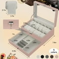 thumbnail image 4 of Bibana 12 Slot PU Leather Lockable Watch Storage Boxes, Men & Women Jewelry Display Drawer Case, 2-tier Organizer Watch Showcase with Glass Lid(Pink), 4 of 6