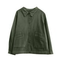 thumbnail image 4 of Lovskoo 2024 Long Sleeve Shirts for Women Button Down Trendy Casual Cotton Linen T-Shirt V-Neck Sweatshirt Tops Blouse Olive Green 2XL, 4 of 5