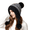 Black, variant on Womens Thick Knit Ear Flap Winter Hat Soft Fleece Lined 3 Pom Pom Pull On Beanie with Fair Isle Pattern Beige One Size