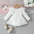 thumbnail image 2 of MEZZALL Baby Girl Boho Outfits Lace Ruffle Romper Dress Linen Jumpsuit Bodysuit Photoshoot Clothes Relaxed Fit Toddler Baby Wear 12-18M, 2 of 9