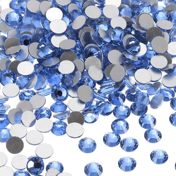 Uxcell SS30 Round Flatback Rhinestones 6.3-6.5mm Crystal Glass Gems Diamonds for DIY Crafts Clothes Shoes Nail Art Decoration, Light Blue 576Pcs