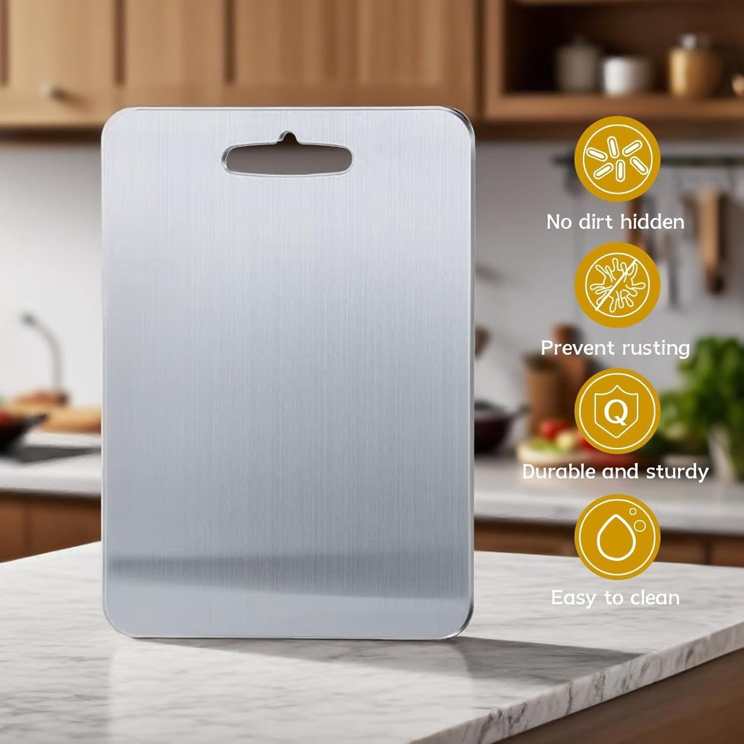 Titanium Cutting Board,  Pure Titanium Cutting Boards for Kitchen, Upgrade Hygiene & Durability Food-Grade Cutting Boards for Meat Fruit & Vegetable (14"L x 10"W)
