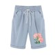 thumbnail image 2 of Puntoco Pantalones cortos de algodón para mujer Pantalones cortos con cordón y estampado de cintura elástica para mujer, 2 of 3