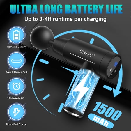 HUAUOO UNITC MINI MASSAGE GUN WITH HEAT AND COLD, DEEP TISSUE MESSAGER WITH 6 HEADS, GIFTS