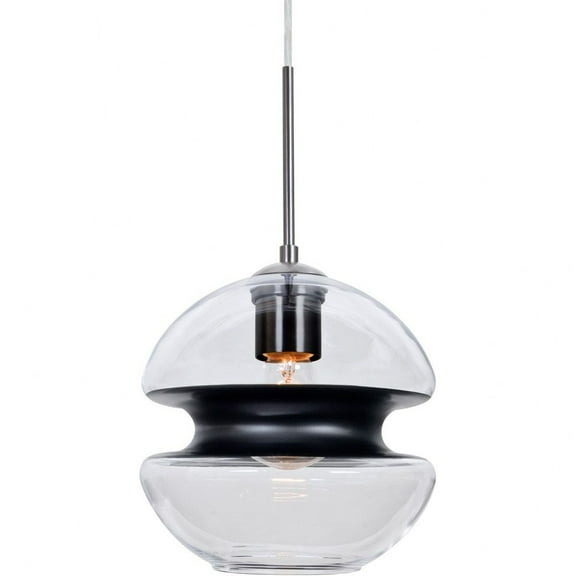 Besa Lighting - Hula 8 - 1 Light Cord Pendant-Satin Nickel Finish-Clear/Black