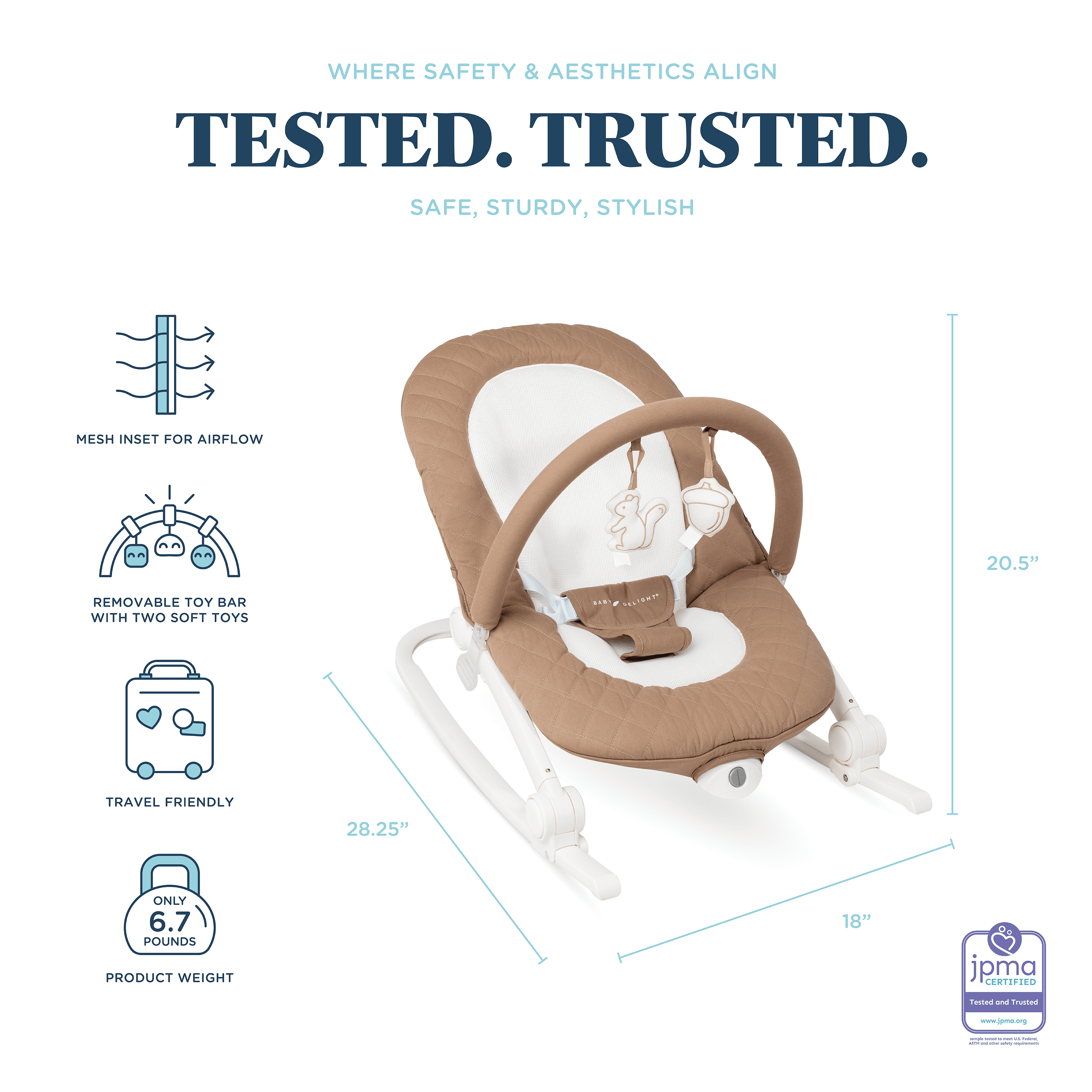Baby Delight Aura Deluxe Portable Rocker, Organic Mocha