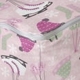 thumbnail image 4 of Winter Rectangle Pouf, Cozy Christmas Concept of Skates Socks Hats and Mittens, Under Desk Foot Stool for Living Room Office Ottoman with Cover, 25", Pale Reseda Green Rose, by Ambesonne, 4 of 4
