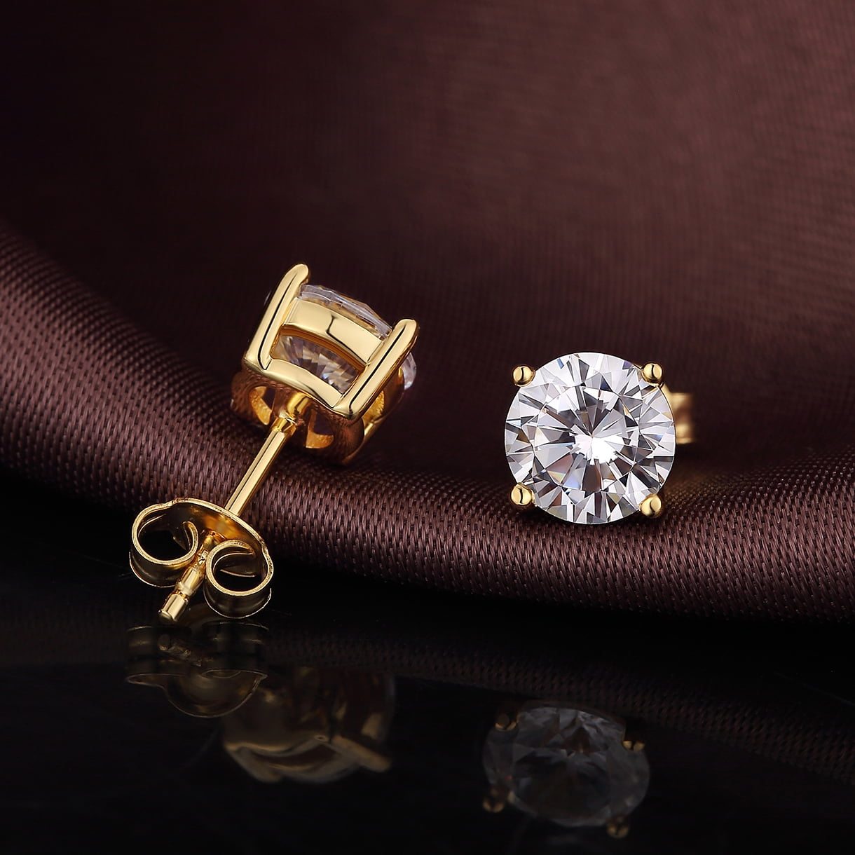 Diamond Earrings Gold Stud Earrings for Men Women Cz Stud Earrings Gold Diamond Stud Earrings Cubic Zirconia Earrings Studs for Women Diamond Studs Fake Diamond Earring Studs 4mm
