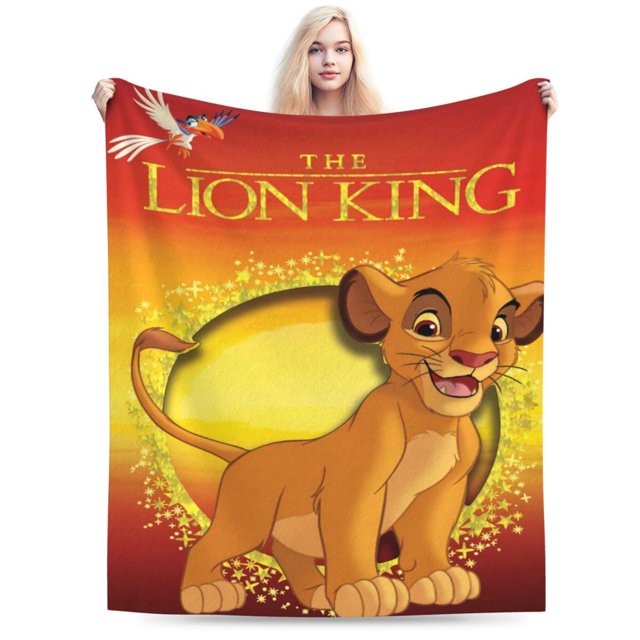 Manta de franela de dibujos animados del Rey León, suave y acogedora manta de felpa para todas las estaciones para niños y niñas, manta cálida y ligera para sofá cama o sofá de 40 x 30 pulgadas