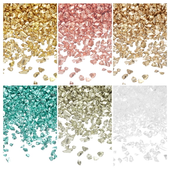 Uxcell 26g Crushed Glass for Crafts 2-4mm Metallic Irregular Glass Chips for Nail Arts Vase Filler DIY Resin Decor Silver/Gold/Pink/Blue/White