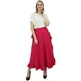 thumbnail image 2 of Phagun Women's Cotton Ruffled Self Belt Solid Magic Wrap Hippie Skirt-Pink, 2 of 6