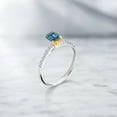 thumbnail image 4 of Gem Stone King 925 Sterling Silver Ring with 10K Yellow Gold Prongs Persian Blue Moissanite and Lab Grown Diamond (1.18 Cttw, Size 6), 4 of 4