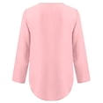 thumbnail image 3 of Danhjin Women's Chiffon Work Blouses 3/4 Sleeve V Neck Half Zip Up Tunic Shirts Summer Casual Tops on Clearance, 3 of 6