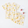 thumbnail image 2 of HCNTES Toddler Baby Girl Summer Clothes Set Print Ruffle Short Sleeve T-Shirt and Matching Shorts Leisure Girls Outfits, 2 of 3