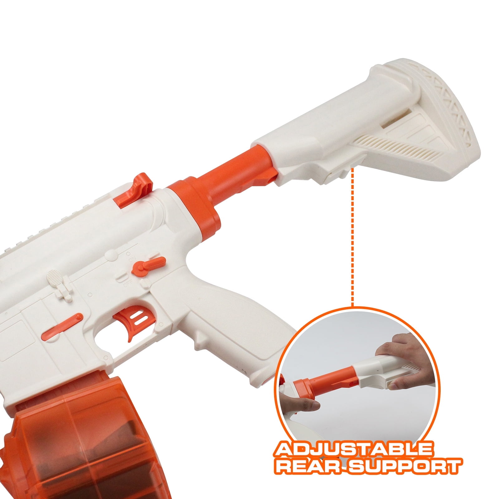 30-Inch Electric Gel Ball Blaster – Full Auto Splatter Blaster, 10 Rounds/Second, 1000+ Capacity Drum, Adjustable Stock SBL-14A-Orange for 14+ Years Old