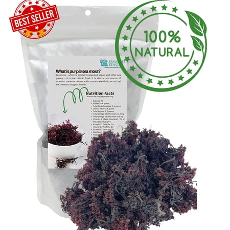 Purple Irish Sea Moss 100% Wildcrafted & Natural Chondrus Crispus - Organic Raw | Best Sea Moss for Gel & Smoothies | Vegan Diet, Clean & Sun Dried by Seaweed Kings No GMO - 1, 2 and 5 Lbs