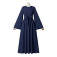 thumbnail image 3 of ZANZEA Women's Muslim Long Sleeves Casual Big A Swing Belted Solid Color Dresses, 3 of 5