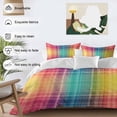 thumbnail image 4 of Colorful Plaid Bedding 3 Piece Duvet Cover Set California King, Modern Chic Rainbow Gradient Striped Soft Microfiber Comforter Cover with Zipper Closure & Pillowcases, FadeResistant Quilt Cover, 4 of 9