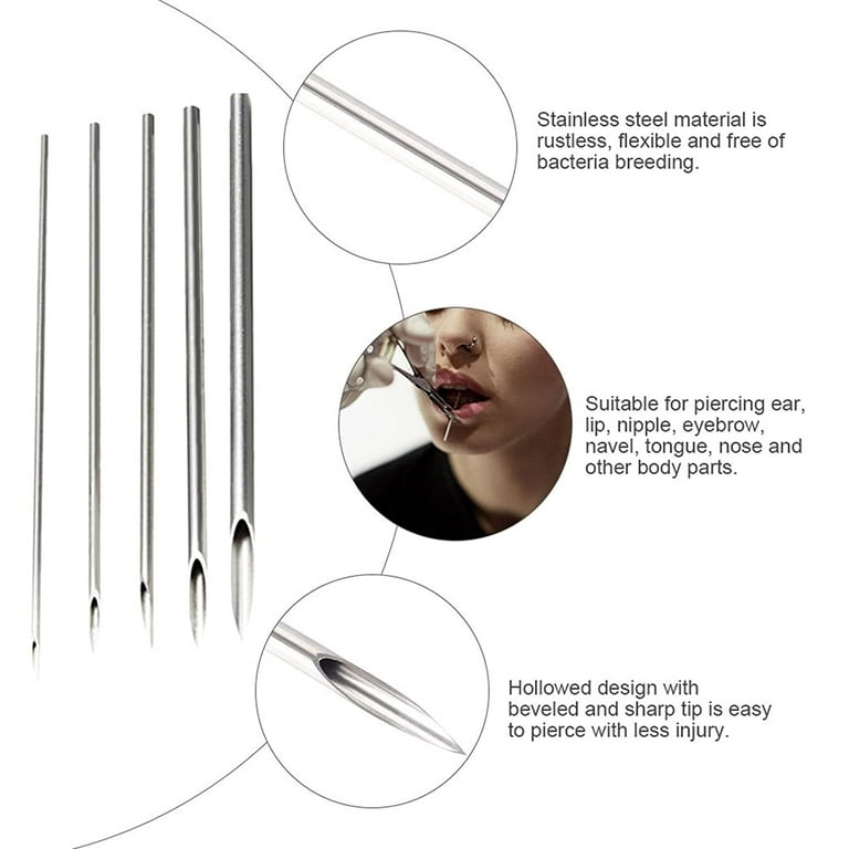 Body Piercing Needles - NeedleWalk 50Pcs Hollow Needles 6G Piercing Needle  Kit for Ear Nose Piercing And Lip Tongue Piercing Tattoo Supply
