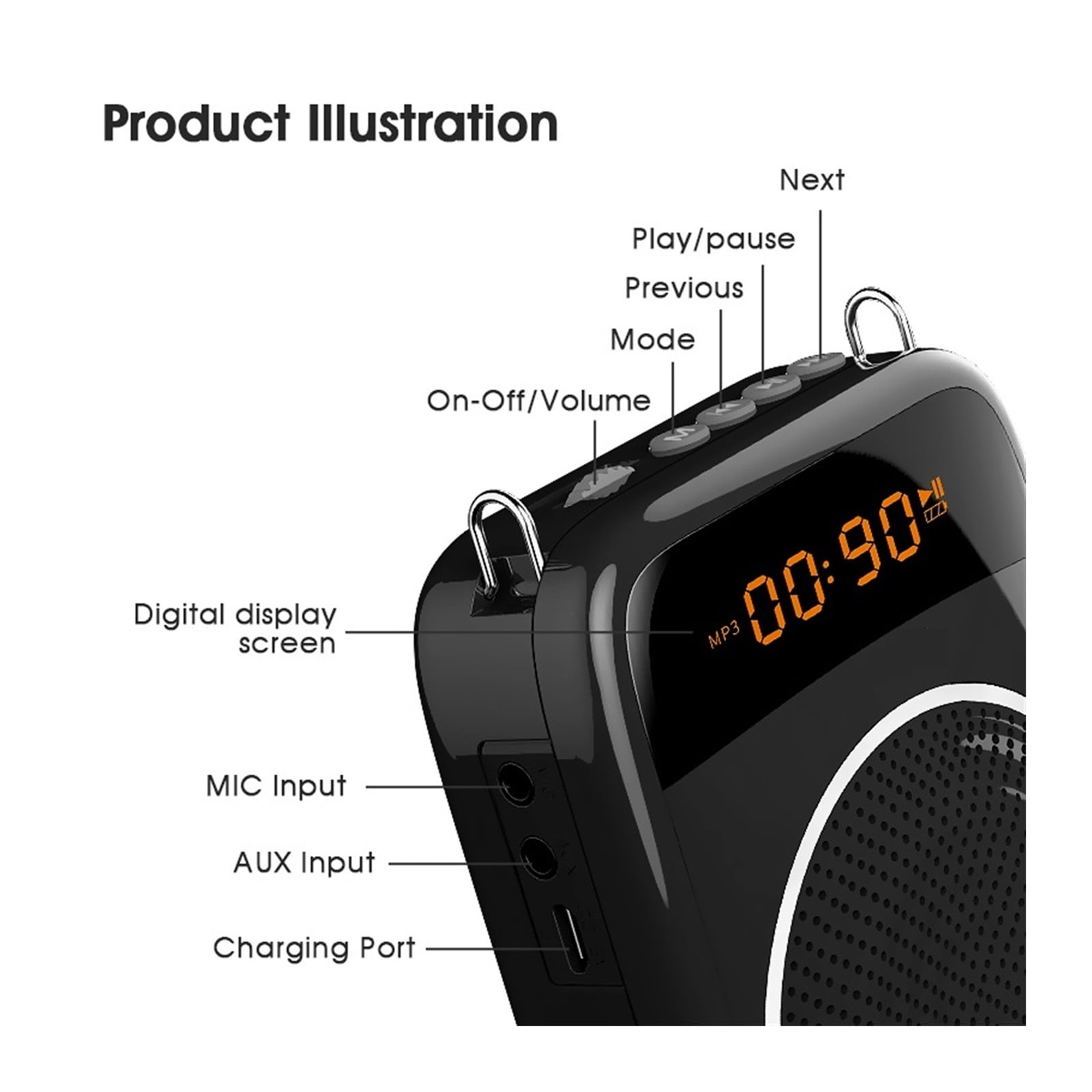 15W Voice Amplifier Wired Microphone Loudspeaker Audio Recording Blue-tooth Speaker For Teachers Speech ,Easy to Operate