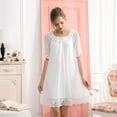 thumbnail image 4 of Defitshape Women's Summer Nightgown Princess Short Sleeve Lace Vintage Sleep Dress Mesh Casual Sleeping White 4-6, 4 of 4
