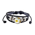 thumbnail image 4 of Pulsera de fútbol,Pulsera de fútbol para hombres y mujeres aficionados al equipo,Pulsera con dijes de fútbol de moda deportiva de moda,Pulsera de cuero PU,regalo Fútbol amarillo y blanco, 4 of 9