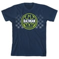 thumbnail image 6 of Batman Bat Signal Logo Checkered Background Boy's Navy Blue T-shirt-M, 6 of 7