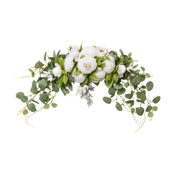 Wedding Arch Flowers, 24 Inch Rustic Artificial Floral Swag for Door Lintel, Green Leaves Rose Peony Sunflowers Table Centerpieces Home Decoration